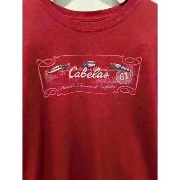 Cabela's Tops - Cabelas - Crewneck T Shirt - Women's Med Red - Fishing 4th Of July Short Sleeve